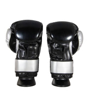 CruBox Authentic Black and Silver leather boxing gloves with limited edition design
