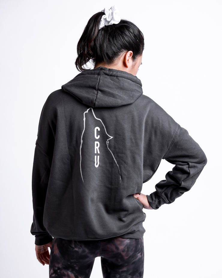 Wolf Sketch Raw Seam Hoodie